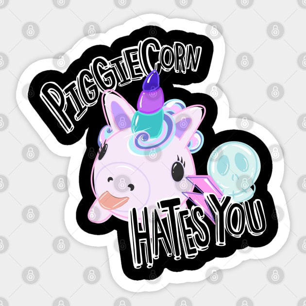 PiggieCorn Hates You! Sticker by ShadowCatCreationsCo